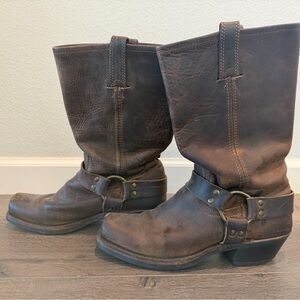 Frye Dark Brown Leather Heeled Boots